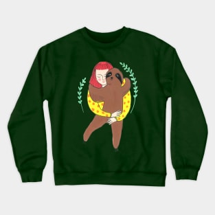 Girl and her sloth friend Crewneck Sweatshirt